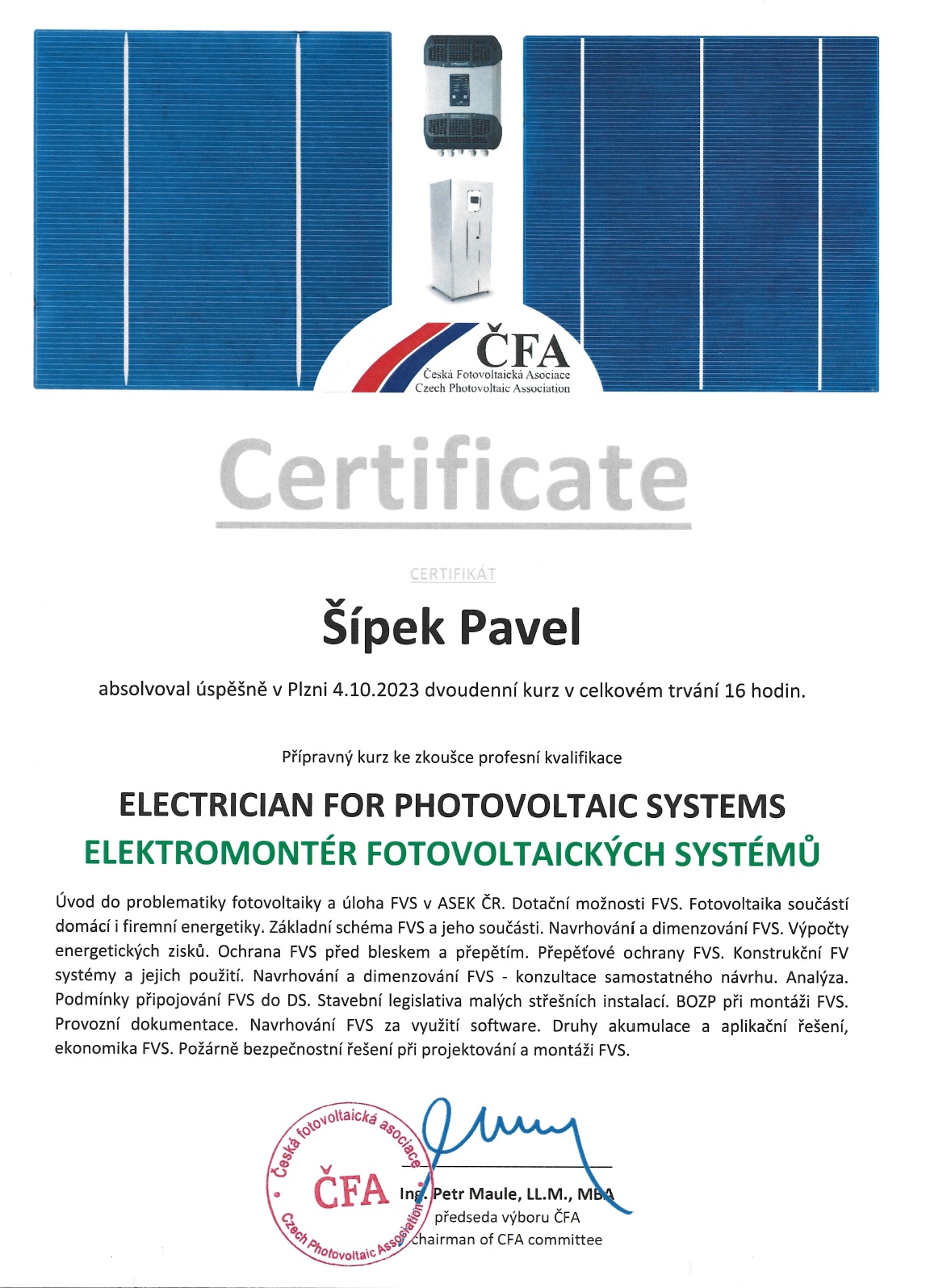 certifikace efosy